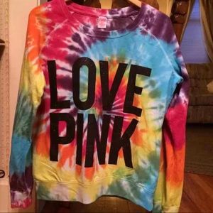 PINK Tie Dye Crew/ Sweatshirt Sz Large
